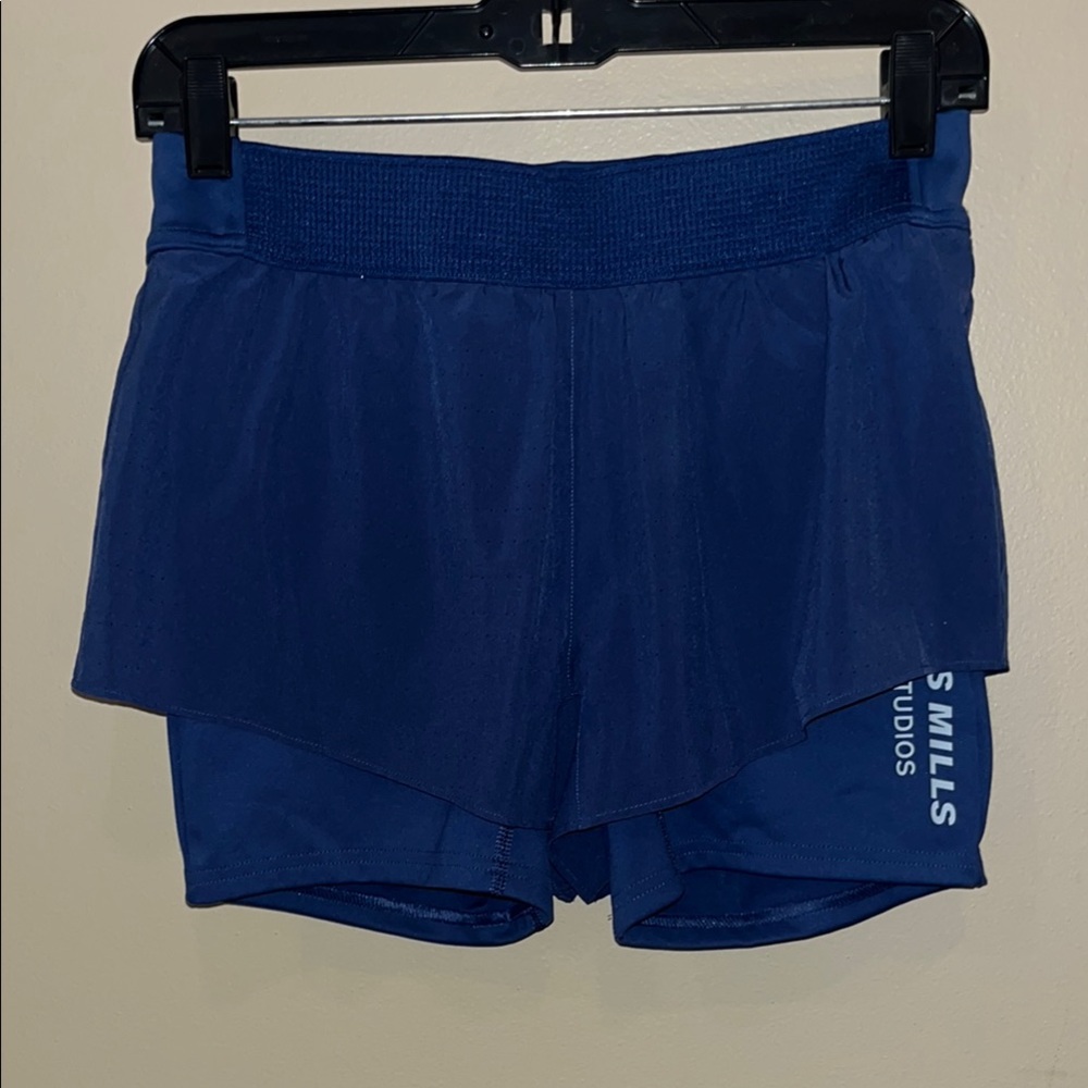 Blue 2-in-1 Athletic Shorts with Compression Liner